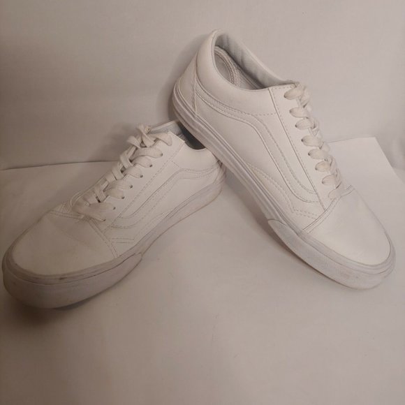 Vans Off The Wall Men's 8 Women's 9.5 Skate Shoes White Leather Sneakers EUC - Picture 3 of 12